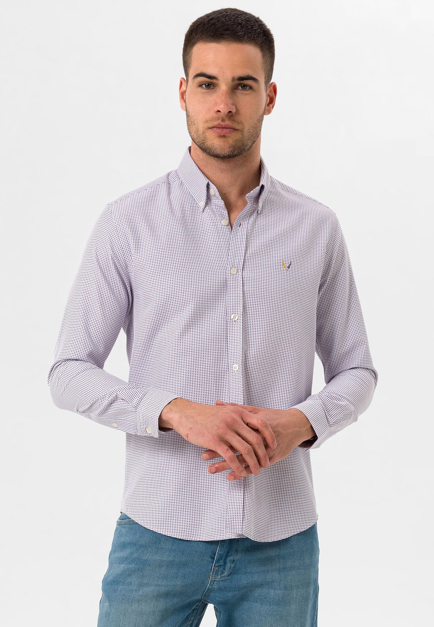 Slim Fit WHITE / BORDEAUX STRIPPED