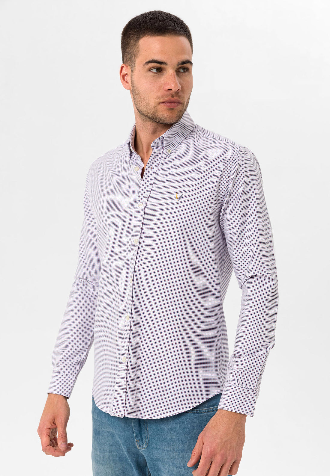 Slim Fit WHITE / BORDEAUX STRIPPED