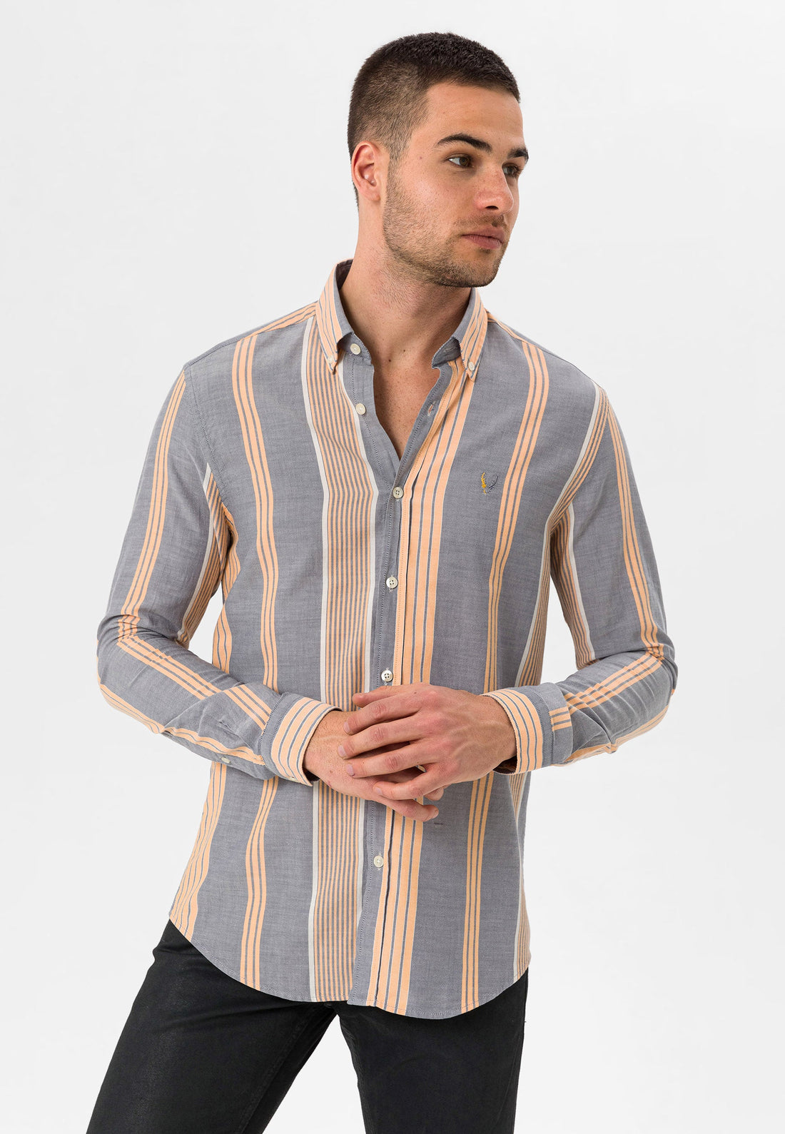 Slim Fit GREY / ORANGE STRIPPED