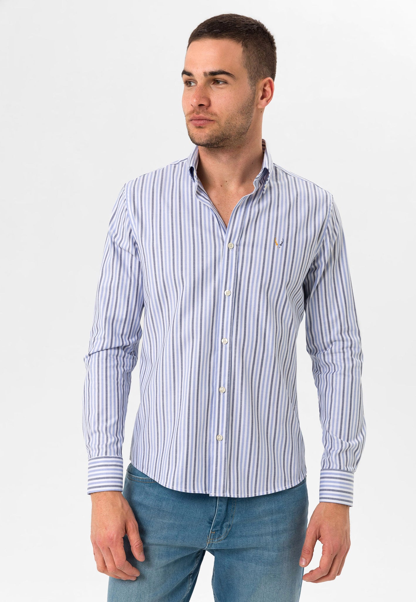 Slim Fit BLUE / GREY STRIPPED